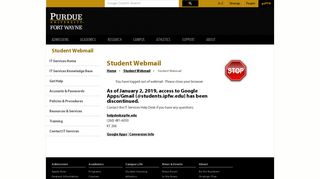 Student Webmail - Purdue University Fort Wayne