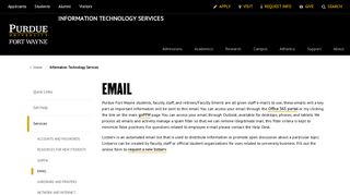 Information Technology Services - Email - Purdue University Fort Wayne