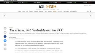Andy Kessler: The iPhone, Net Neutrality and the FCC - WSJ