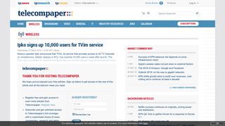 Ipko signs up 10,000 users for TVim service - Telecompaper
