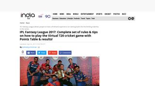 IPL Fantasy League 2017: Complete set of rules & tips on how to play ...