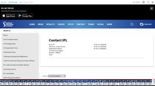 Contact Us - IPLT20.com - Indian Premier League Official Website