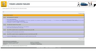 Your login failed - RENAULT Supplier Portal