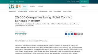 20,000 Companies Using iPoint Conflict Minerals Platform