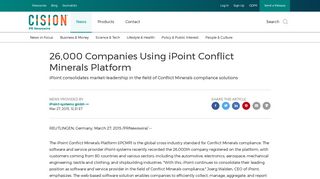 26000 Companies Using iPoint Conflict Minerals ... - PR Newswire