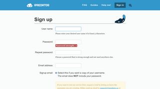 IPredator - Sign up