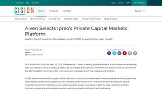 Alven Selects Ipreo's Private Capital Markets Platform - PR Newswire