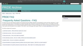 PRIDE FAQ < PRIDE Archive Help Overview < PRIDE Help < Pride ...