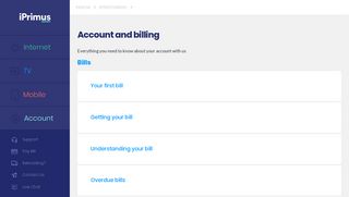 Account and billing FAQs - check bills, make payments ... - iPrimus
