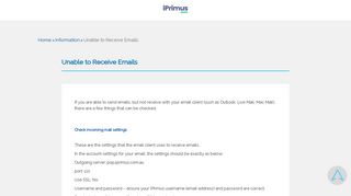 Email Troubleshooting - Unable to Receive Emails ... - iPrimus