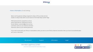 Email Setup Guide, POP, SMTP - iPrimus Email Services