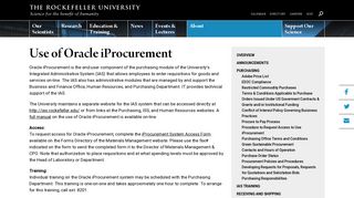 The Rockefeller University » Use of Oracle iProcurement