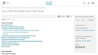 Cisco ASA IPS Module Quick Start Guide - Cisco
