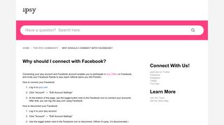 ipsy | Why should I connect with Facebook?