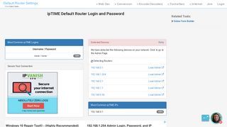 ipTIME Default Router Login and Password - Clean CSS