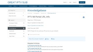 IPTV 66 Portal URL info - Knowledgebase - GREAT IPTV SUB