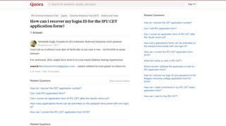 How to recover my login ID for the IPU CET application form - Quora