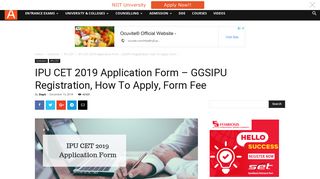 IPU CET 2019 Application Form - GGSIPU Registration, How To Apply ...