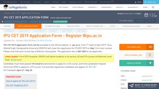 IPU CET 2019 Application Form (Releasing Soon)- Register for IP ...