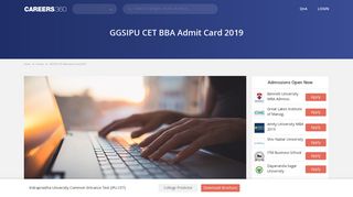 GGSIPU CET BBA Admit Card 2019/ Hall Ticket - Download here