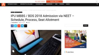 IPU MBBS / BDS 2018 Admission via NEET - Schedule, Process, Seat ...