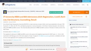 IP University MBBS and BDS Admissions 2019: Registration, Cutoff ...