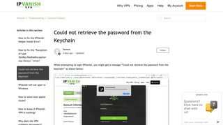 Could not retrieve the password from the Keychain – IPVanish