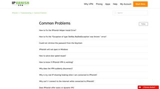 Common Problems – IPVanish