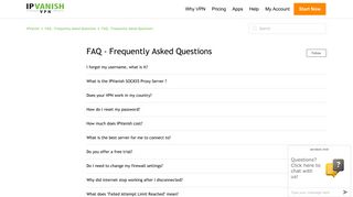 FAQ - Frequently Asked Questions – IPVanish