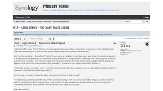 Help - login denied - too many failed logins - Synology Forum