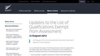 Updates to the List of Qualifications Exempt from Assessment ...