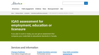 IQAS assessment for employment, education or licensure | Alberta.ca