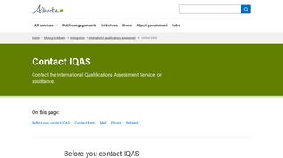 Contact IQAS | Alberta.ca
