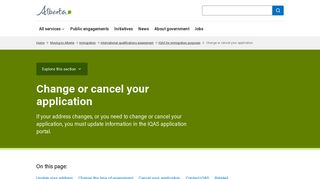 Change or cancel your application | Alberta.ca
