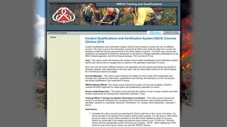 Incident Qualifications and Certification System (IQCS) Courses ...