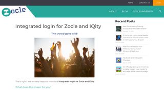Integrated login for Zocle and IQity | Zocle