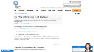 Tax Filing for Employees of AIS Employers - IRAS