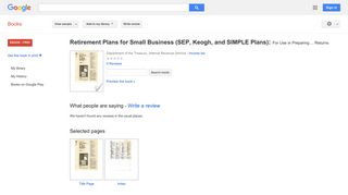 Retirement Plans for Small Business (SEP, Keogh, and SIMPLE Plans): ...