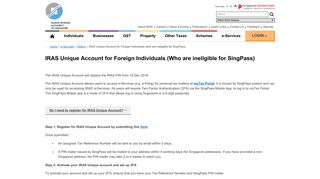 IRAS Unique Account for Foreign Individuals (who are ineligible for ...