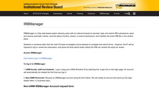 IRBManager | Institutional Review Board - UWM
