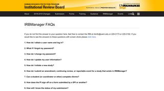 IRBManager FAQs | Institutional Review Board - UWM