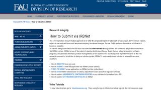 How to Submit via IRBNet : Florida Atlantic University