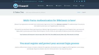 IRBsearch | It Takes Two - Multi-Factor Authentication