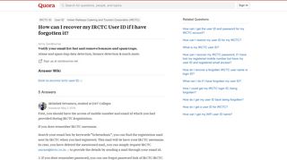 How to recover my IRCTC User ID if I have forgotten it - Quora