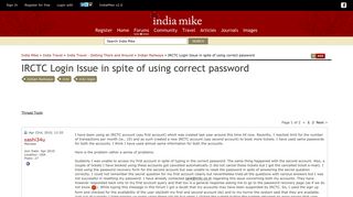 IRCTC Login Issue in spite of using correct password - India ...