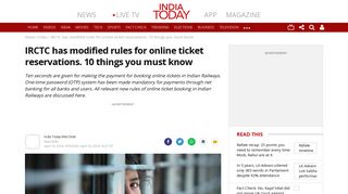 IRCTC has modified rules for online ticket reservations. 10 things you ...