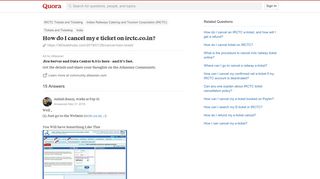 How to cancel my e ticket on irctc.co.in - Quora