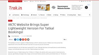 IRCTC Website Brings Super Lightweight Version For Tatkal Bookings!