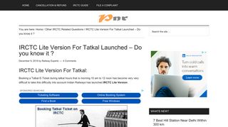IRCTC Lite Version For Tatkal - Do you know it? **{Updated}** - PNR