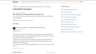 Is the IRCTC Lite open? - Quora